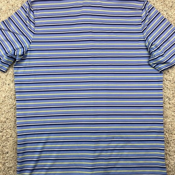 RLX Ralph Lauren Men Golf Polo Shirt Blue Yellow Striped Short Sleeve Large - Picture 9 of 11